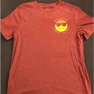 Boys orange/rust color skater T-shirt large 14/16 Never been worn/washed once.